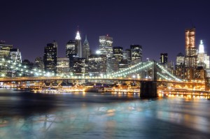 Lower Manhattan at Night from Manhattan Bridge by Andrew Mace