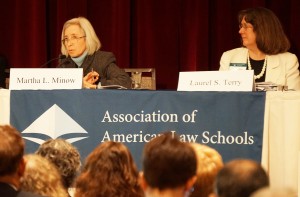 Martha L. Minow, Harvard Law School, and Laurel S. Terry, The Pennsylvania State University – Dickinson Law, address audience members during the AALS President’s Program: “Challenges Facing the Legal Profession and Strategies to Address Them.”