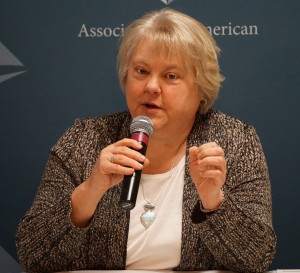 Dean Testy holding microphone at 2016 Annual Meeting