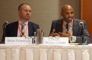 Panelists discuss the U.S. Supreme Court and Affirmative Action. L-R: Brian Fitzpatrick, Vanderbilt University Law School and AALS Executive Committee Member Devon Wayne Carbado, UCLA School of Law.