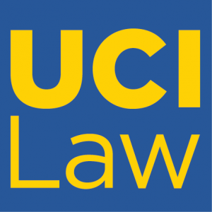 blue square with UCI Law written in yellow