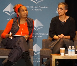 Kimberlé Crenshaw, UCLA Law, with Renée Hutchins, University of Maryland Law, during a Plenary Session on law school clinics and the #BlackLivesMatter movement.