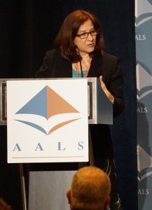 Phyllis Goldfarb, The George Washington University Law School, speaking behind podium
