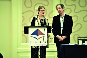 Robin West and Pierre Schlag during the AALS Symposium: “Why the Decline of Law and Legal Education Matters (And What We Might Do About It?)”